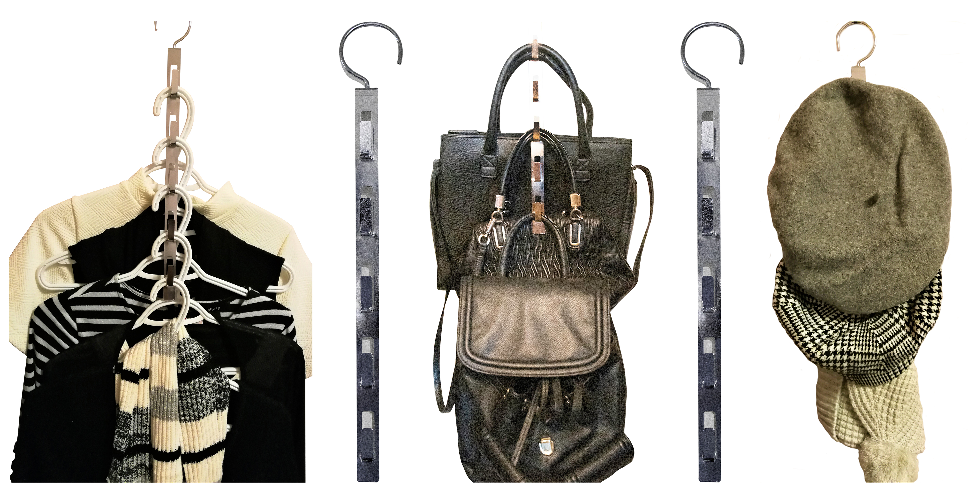 D'klutz multifuntional hanger that hangs office dress, bags, hats black and white colors)